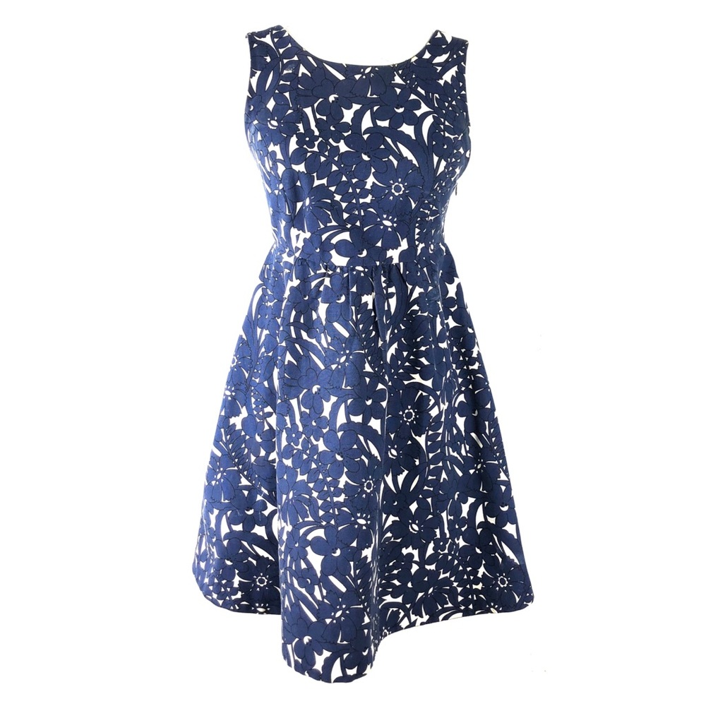 Zara dress basic floral fit and flare pleated xs